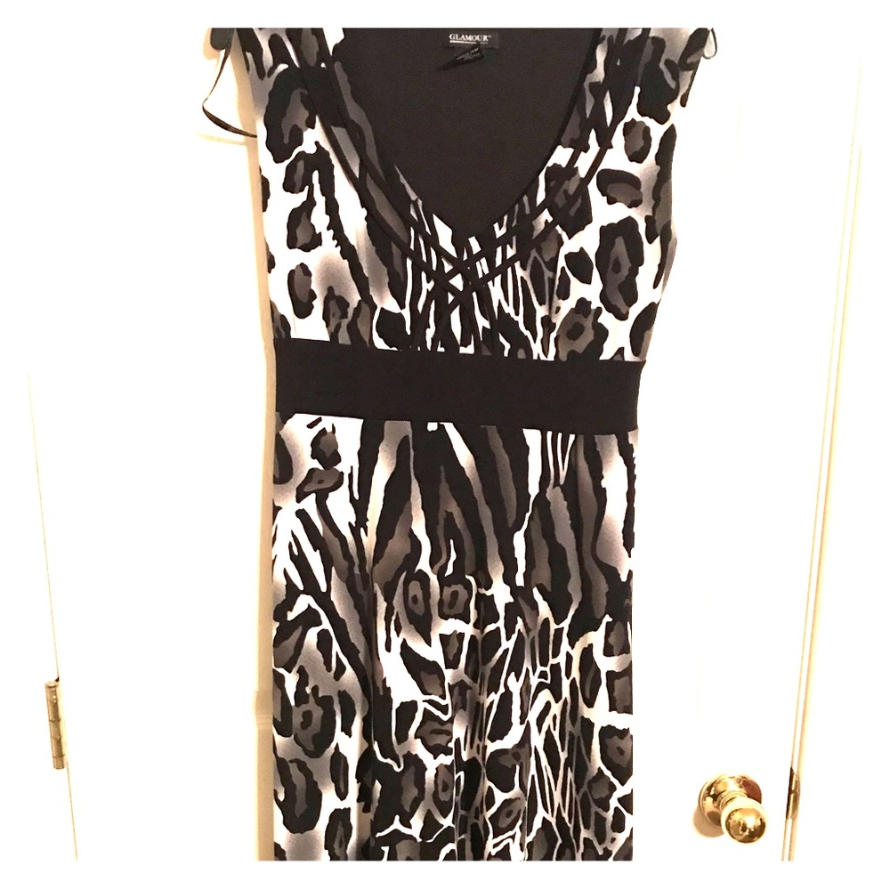 Glamour Black and White Animal Print Dress